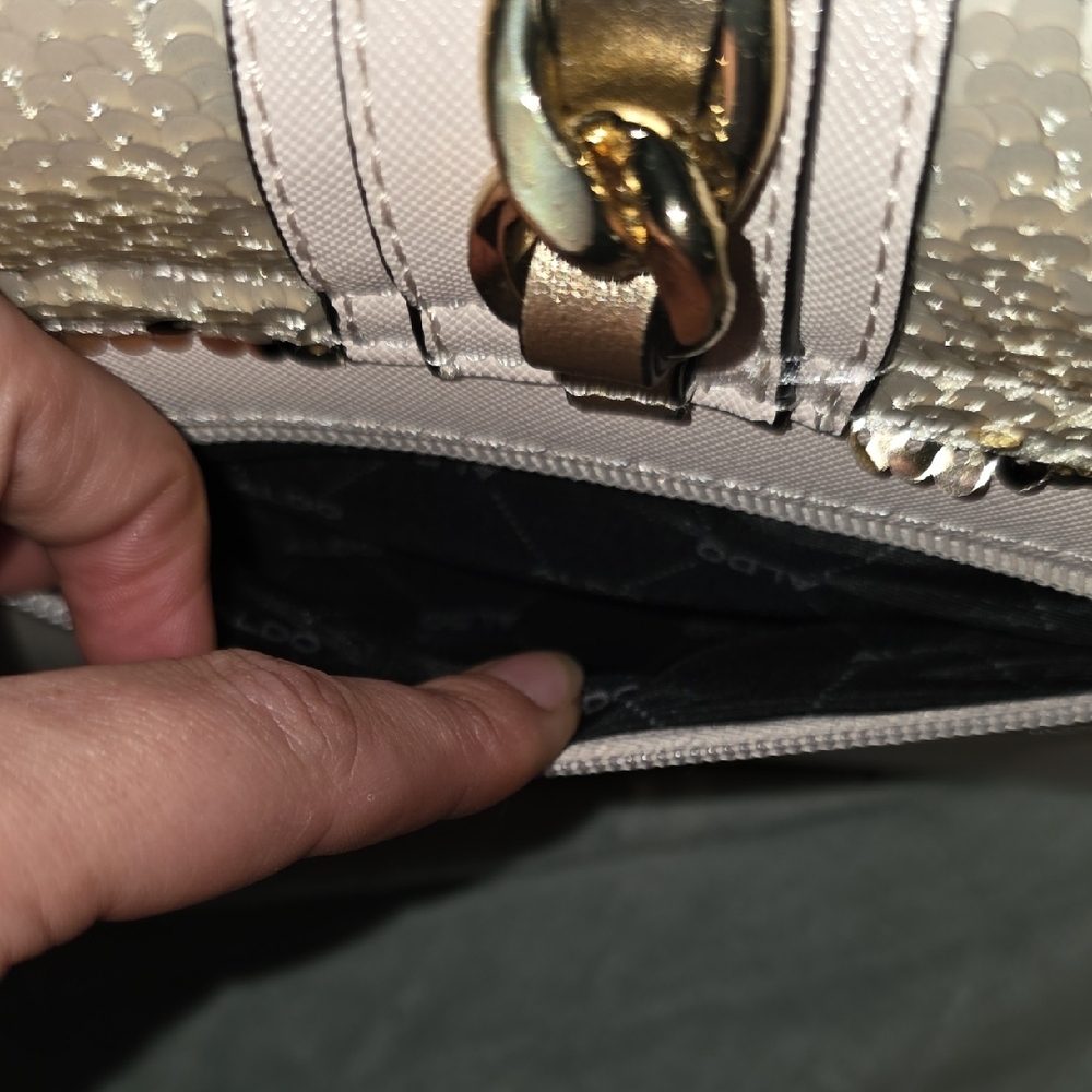 Aldo Pink and Gold Sequined Satchel / Crossbody - Picture 10 of 16